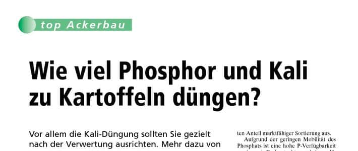 Wie viel Phosphat und Kali zu Kartoffeln düngen?