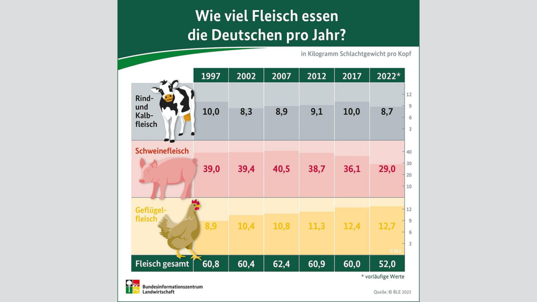 Wie viel Fleisch essen die Deutschen pro Jahr?